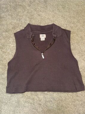 BDG Chocolate Brown Sleeveless Zip Polo Crop Top